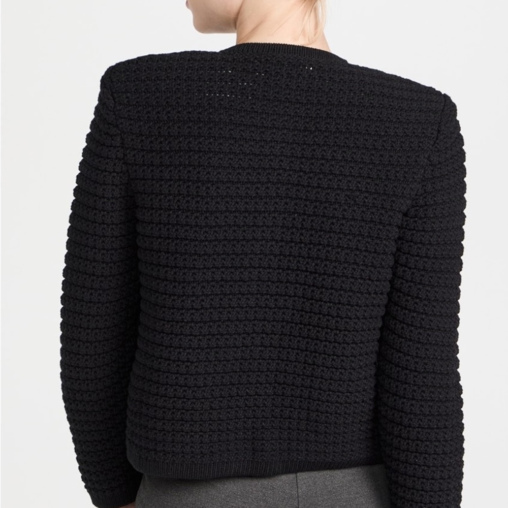Black Textured Knit Button-Front Jacket - image 5
